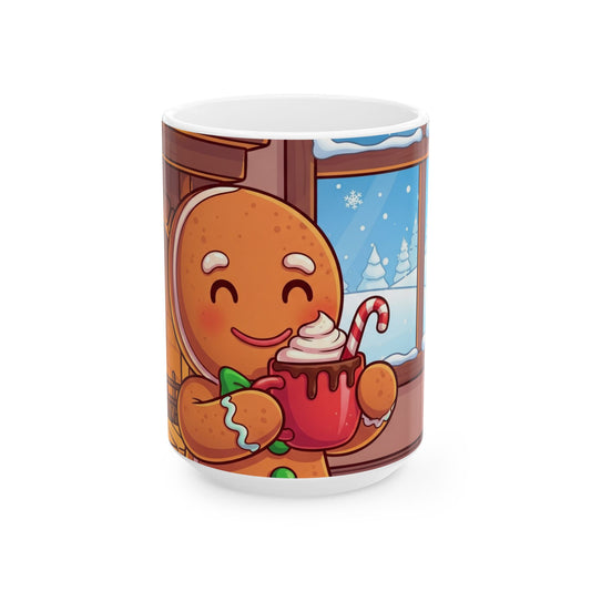 Cozy Gingerbread Mug - Winter Hot Cocoa Cup, Christmas Gift, Holiday Tea Mug, Cute Kitchen Decor, Festive Hot Drinkware
