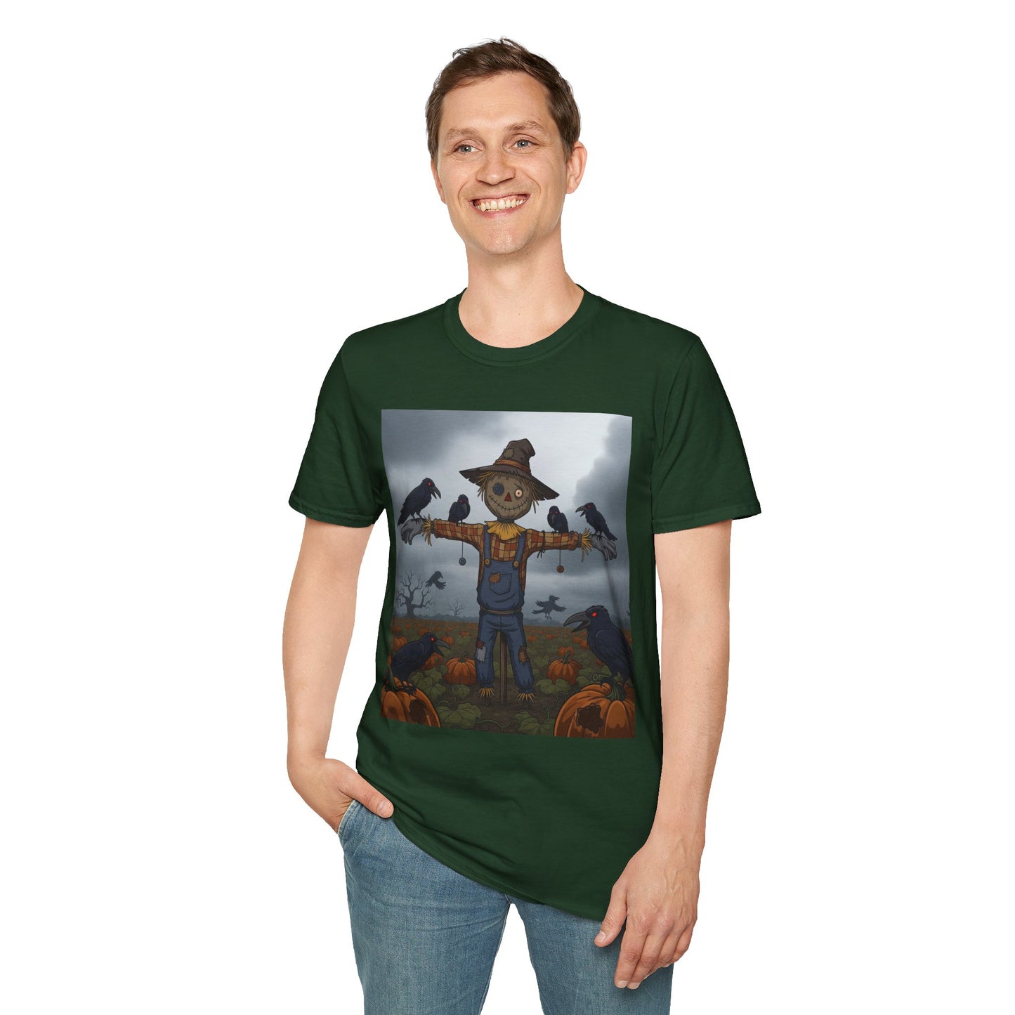 Halloween Scarecrow T-Shirt - Spooky Vibes, Fall Fashion, Unisex Halloween Gift, October Party Tee, Harvest Celebration Wear